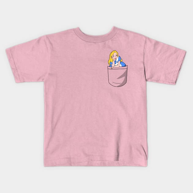 Shirt Pocket Alice Kids T-Shirt by leiacat